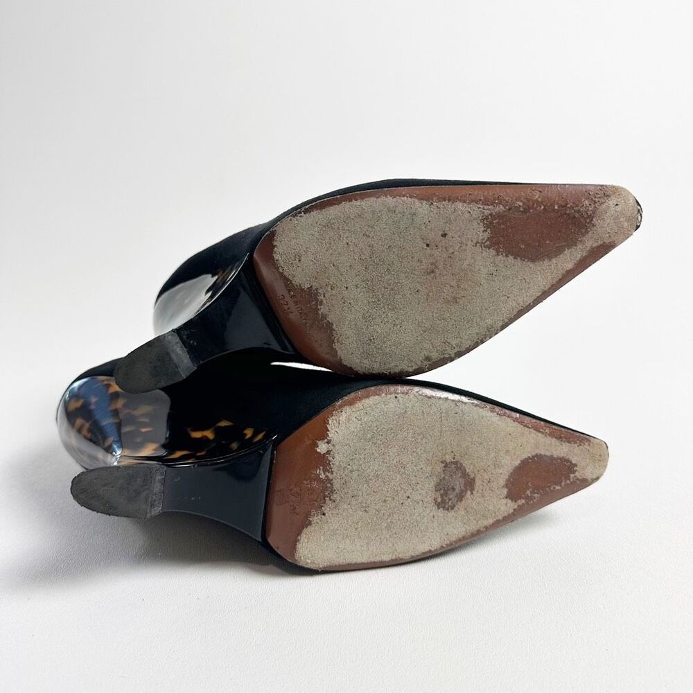 DIOR Optic-D Black Tortoiseshell Heel Ankle Boot Size 37.5 Pointed Toe Leather - Picture 12 of 16